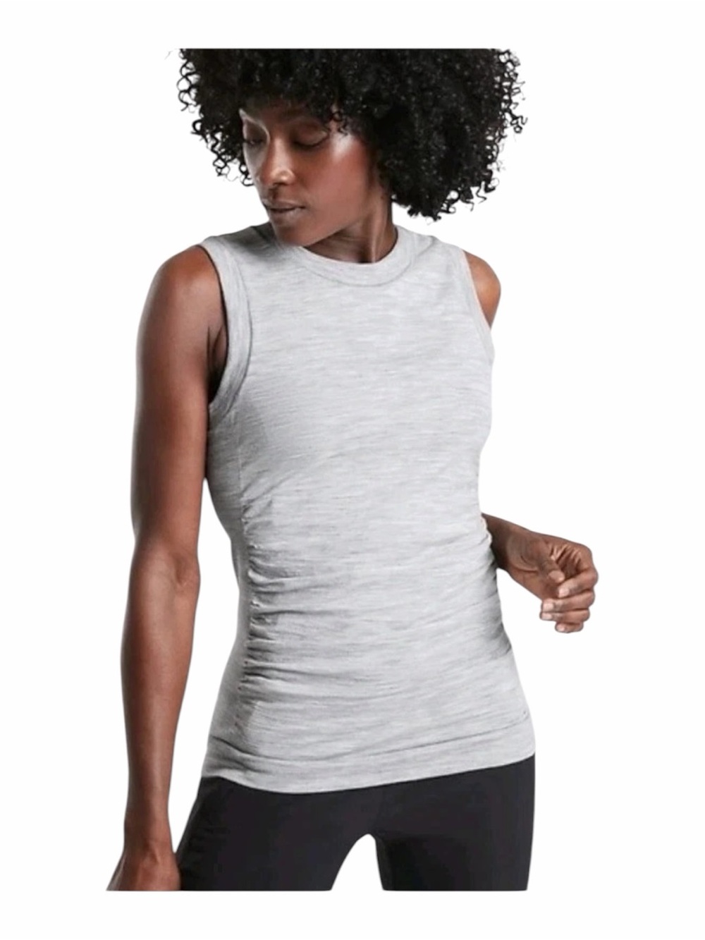 Athleta Women's Size Large Gray Foresthill Ascent Activewear Tank Top Wool Blend